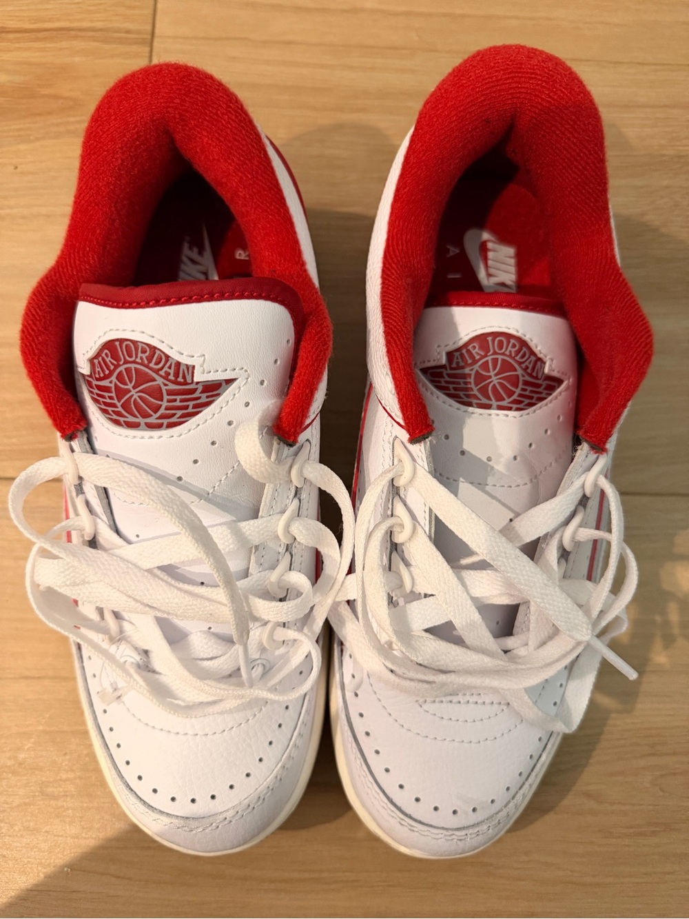 Jordan Kids White and Red Low-Top Sneakers